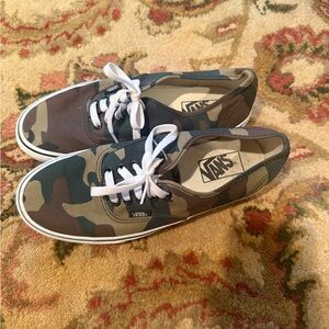 Vans Camo Canvas Low-Top Sneakers in Green and Brown